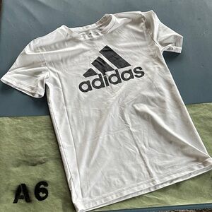 adidas White and Black Kids Short Sleeve Tee